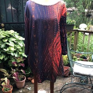 Blue and orange tunic top